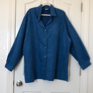 Maggie Sweet Woman’s 4X Teal Long Sleeve Button Up Blouse